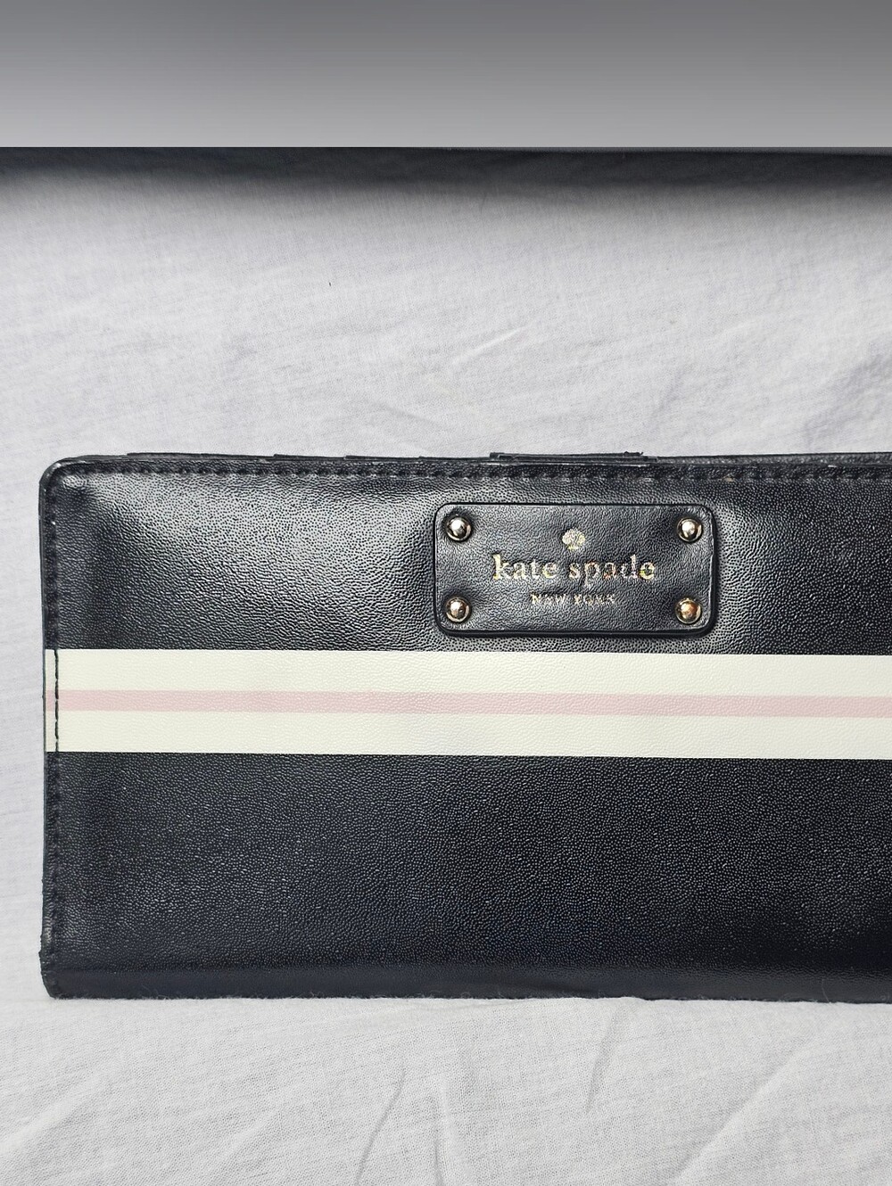kate spade Karli Grove Street Black & Blush Pink Striped Dome Satchel & Wallet - Picture 2 of 8